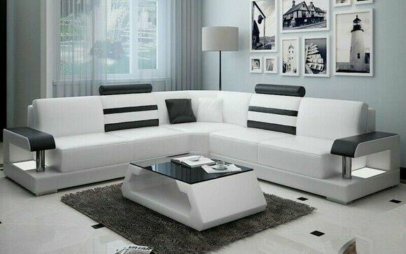 Ecksofa Leder Sofa Couch Polster Eck Sitz Wohnlandschaft Garnitur L Form