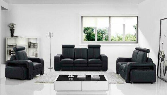 Design Ledersofa Couch Garnituren 3+2+1 Sitzer Garnitur Sofagarnitur Sofa