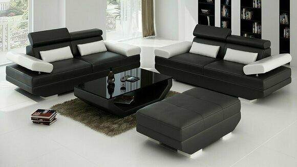 Luxus Möbel Sofagarnitur Couch Sofa Polster 3+3 Sitzer + Hocker Wohnzimmer
