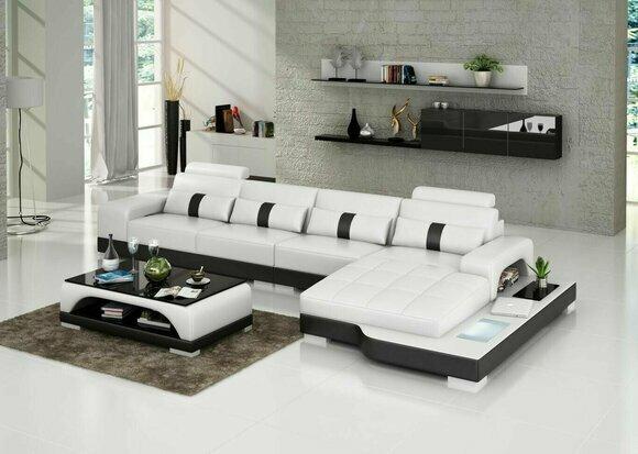 Ecksofa Sofa Wohnlandschaft L Form Polster Couch Ledersofa Sofas