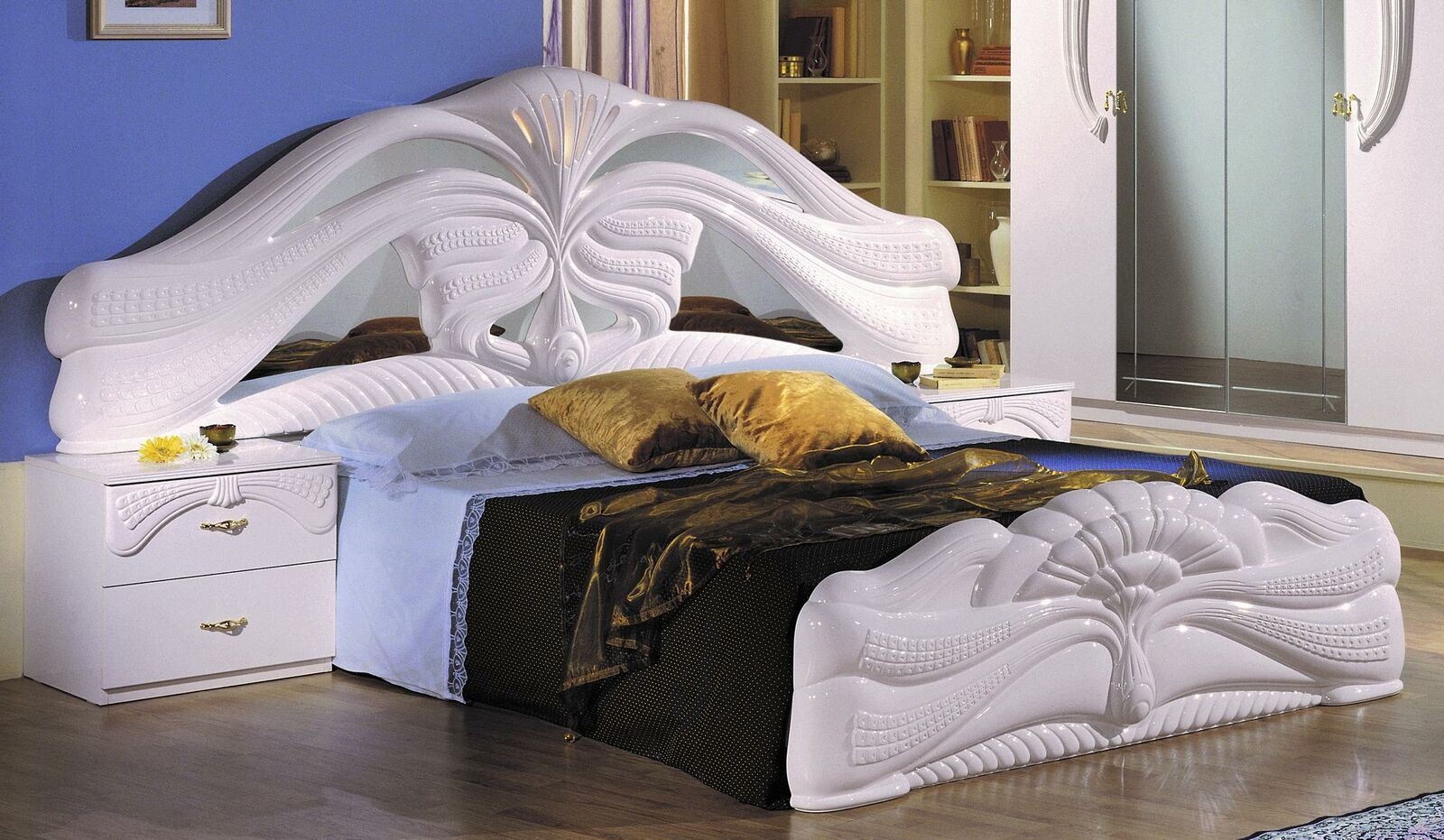 Bett 2x Nachttisch Design Schlafzimmer 3tlg. Klassischer Luxus Betten Set