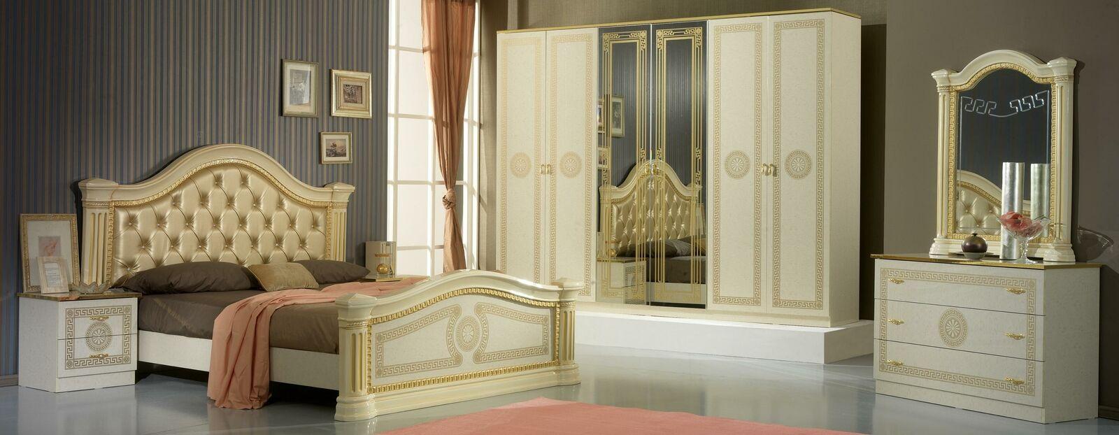 Design Schlafzimmer 3tlg. Bett 2x Luxus Nachttisch Klassischer Betten Set