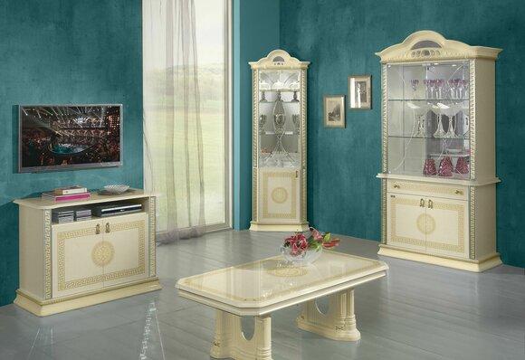 Wohnzimmer Set Garnitur 4tlg. Gruppe Kommode Vitrine 2x Couchtisch