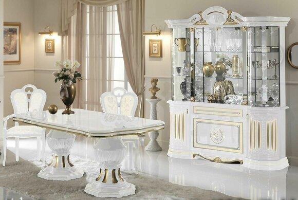 Esszimmer Komplett Garnitur Tisch Anrichte Set Vitrine Holz Barock Vitrinen