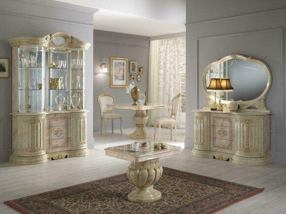 Luxus Wohn Ess Zimmer Set 2 tlg Garnitur Tisch Anrichte Klassische Vitrine