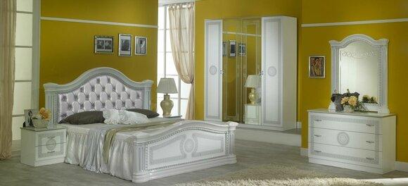 Komplettes Schlafzimmer Set Design Modern Luxus Bett 2x Nachttisch 6 tlg