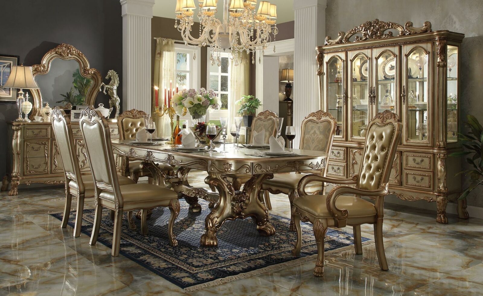 Klassischer Luxus Tisch Holz Tische Rokoko Barock Deko Antik Stil Ess Wohn