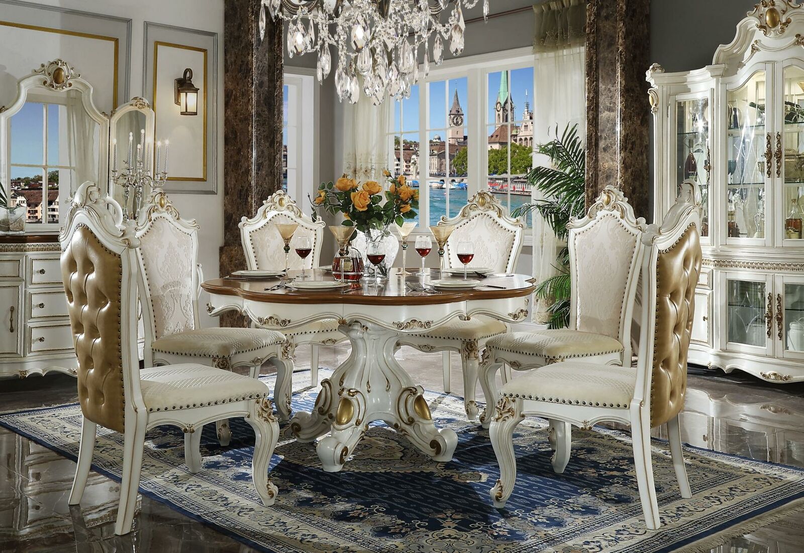 Runder Esszimmer Tisch Rund Holz Runde Klassisch Tische Rokoko Barock Stil
