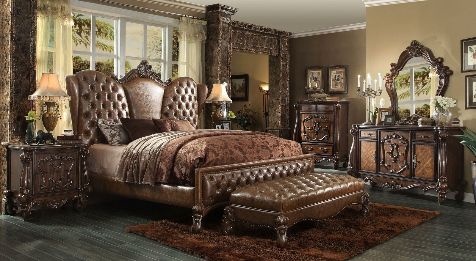 Chesterfield Lederbett Bett Betten Polster Design Doppelbett 180x200cm