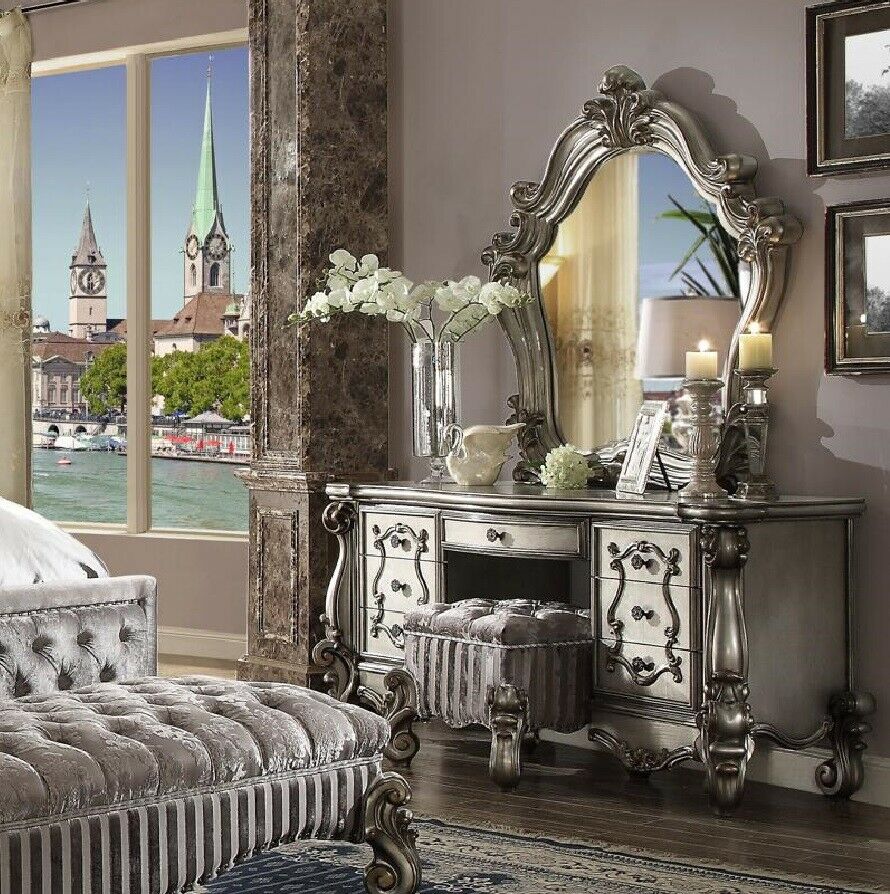 Klassischer Schminktisch Spiegel Luxus Konsole Kommode Schlafzimmer