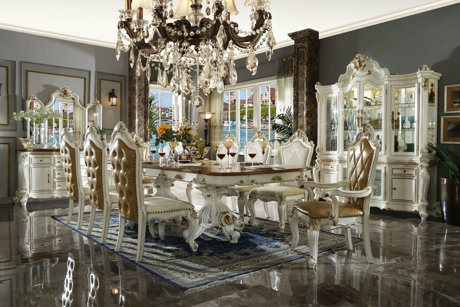 Geschnitzter Holz Esstisch Wohnzimmer Esszimmer Tisch Barock Rokoko