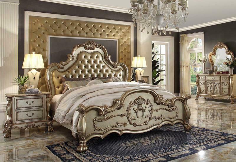 Klassisches Bett Barock Chesterfield Rokoko Stil Hotel Doppel Leder Antik