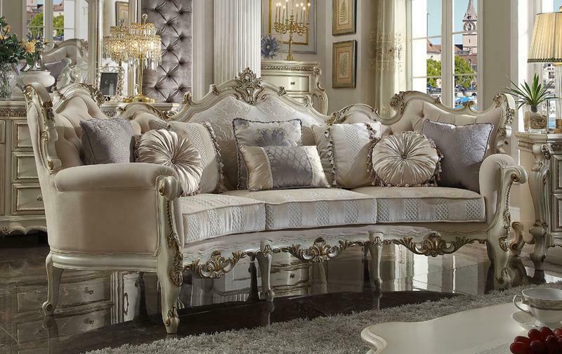 Exclusive Holz geschnitzte Viersitzer xxl Couch Barock Rokoko Textil Sofa