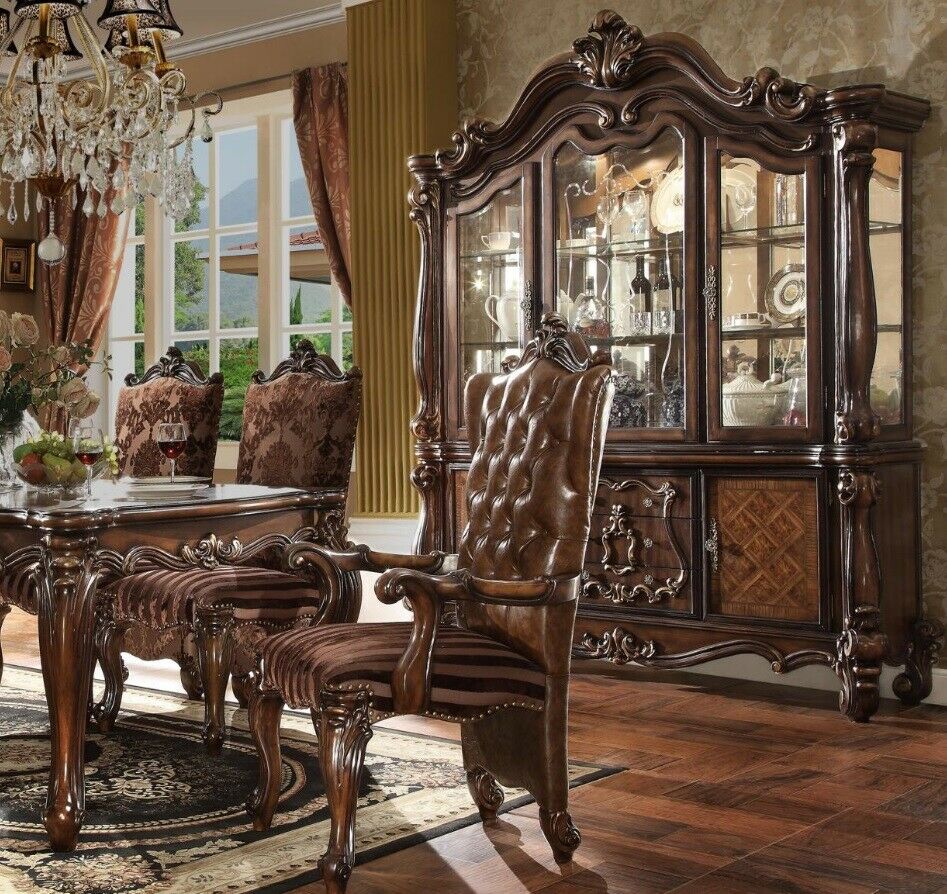 Luxus Vitrine Vitrinen Schrank Holz Eckschrank Eckvitrine Glas Neu Barock
