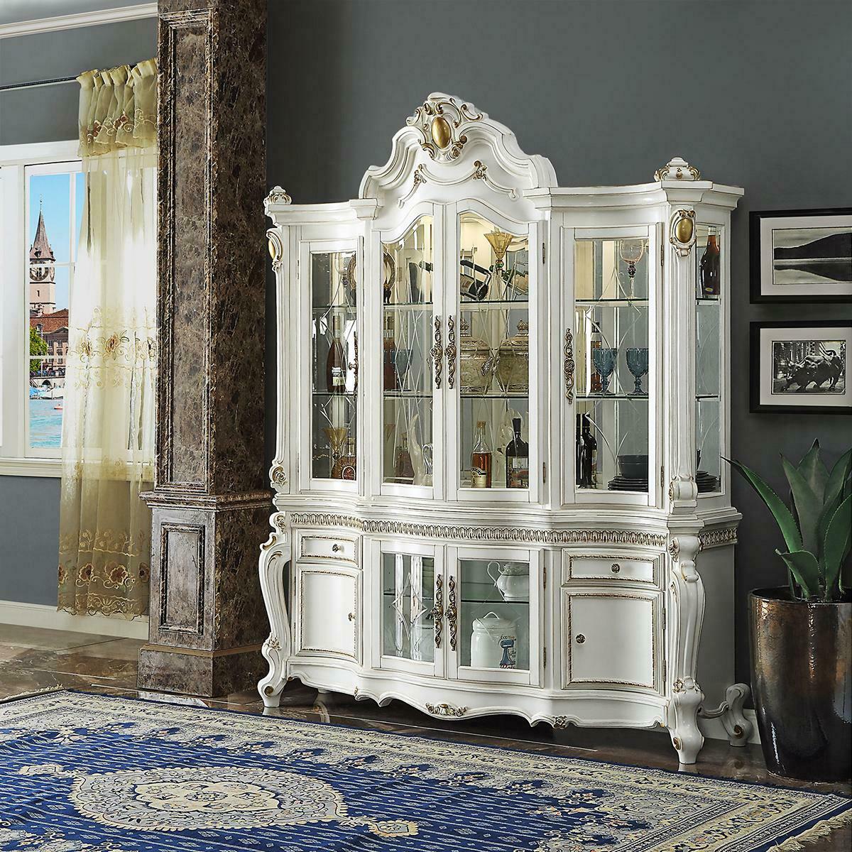 Anrichte Luxus Schaufenster Vitrine Glas Schrank Antik Stil Möbel Barock
