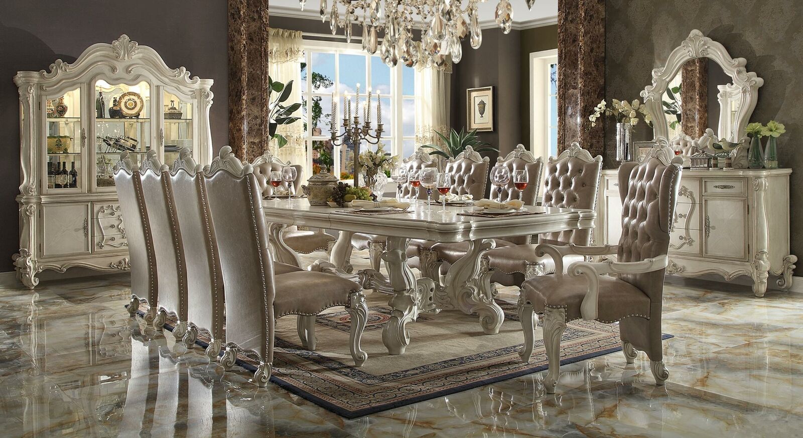 Klassischer Tisch Esstisch Holz Garnitur Esszimmer 8x Stuhl Set Stühle