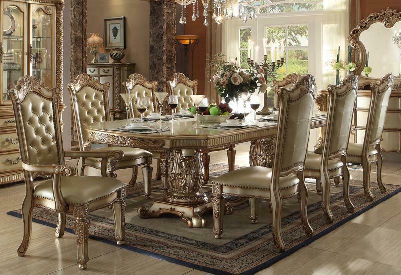 Möbel Tisch + 8x Stuhl Sets Esszimmer Garnitur Holz Komplett Deko Barock