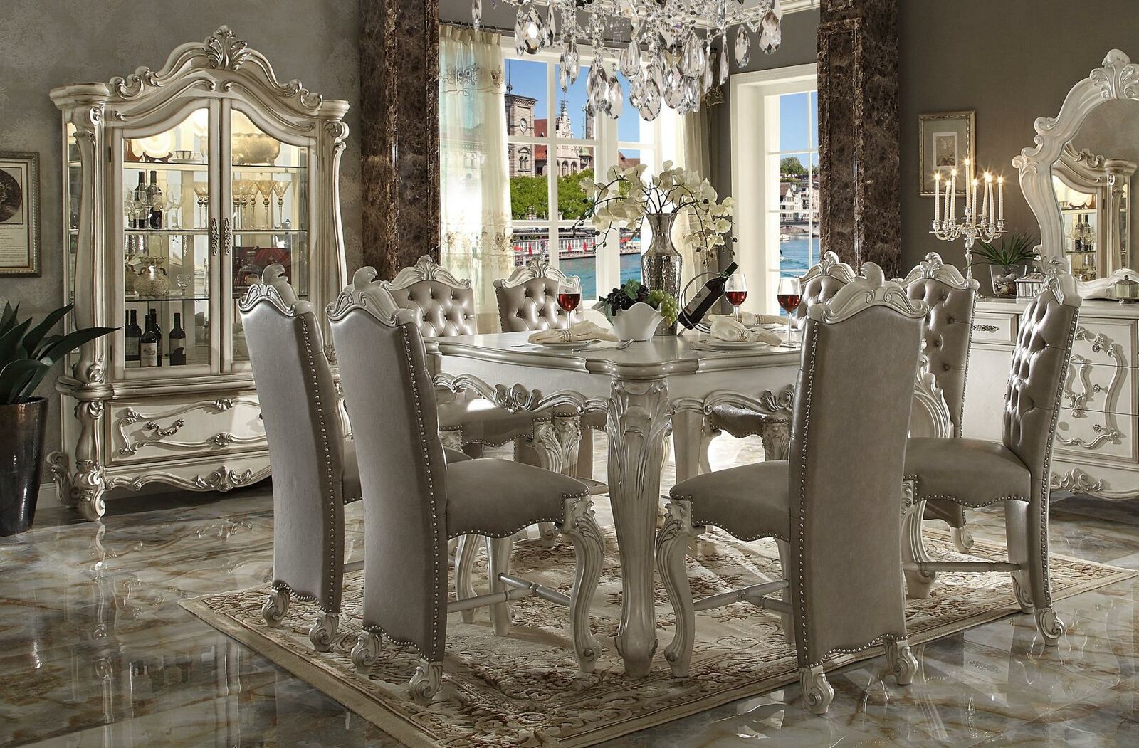 Esszimmer Set Vitrine Esstisch Garnitur 8x Stuhl Tisch Gruppe 10tlg.Set