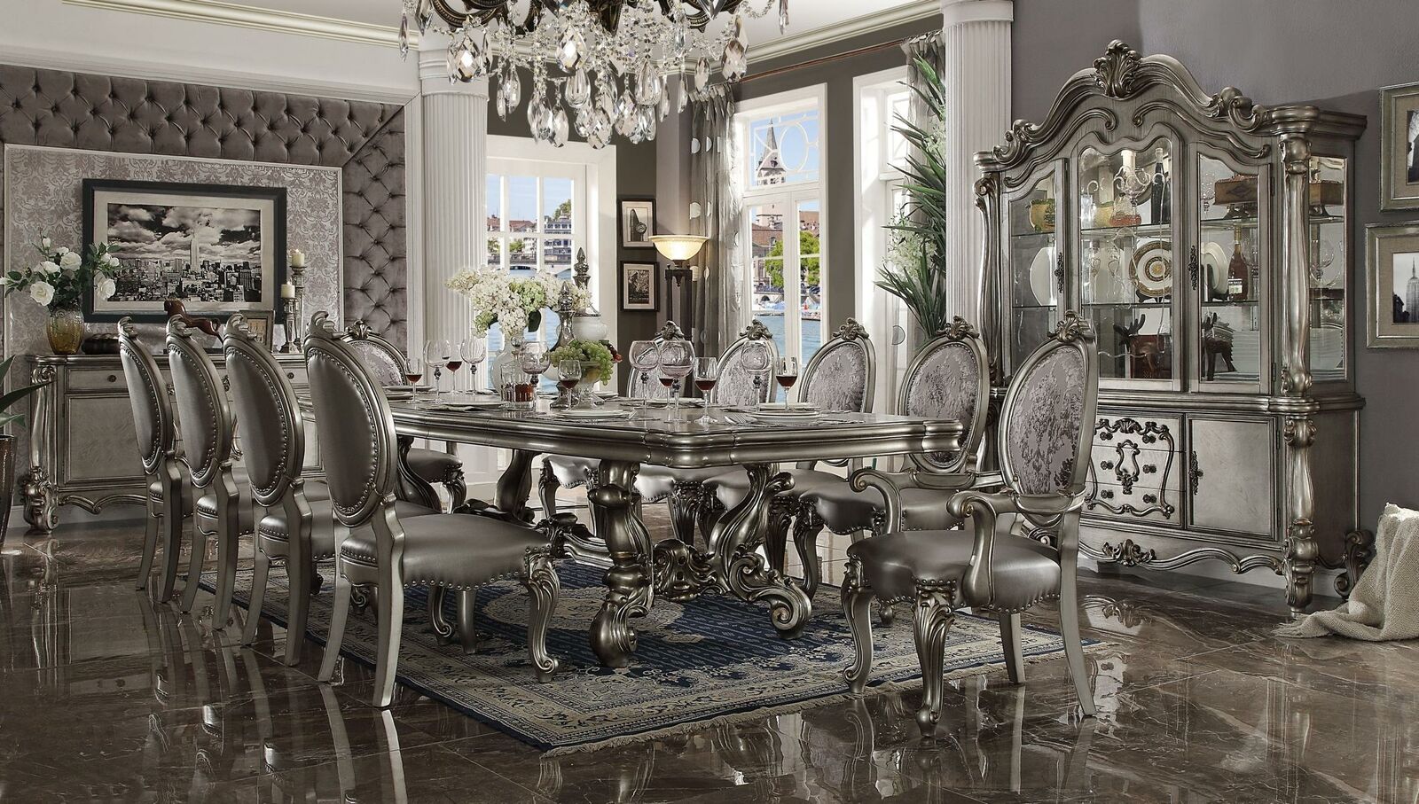 Esstisch 10 x Stühlen Esszimmer Set Essgruppe Holz Tisch 11tlg. Barock