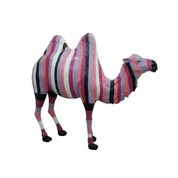 Moderne Design Kamel Bemaltes Tier Skulptur Statue 210x185cm Garten