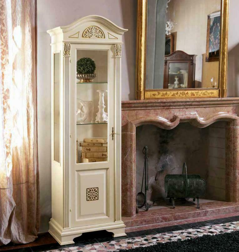 Vitrine Glas Schrank Schaufenster Wohnzimmer 1 trg. Vitrinen Hochschrank