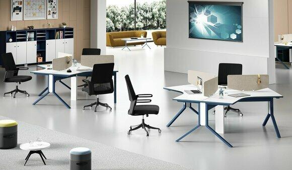 Tisch Büro Möbel Einrichtung Tische Callcenter Holz 3 Arbeitsplätze