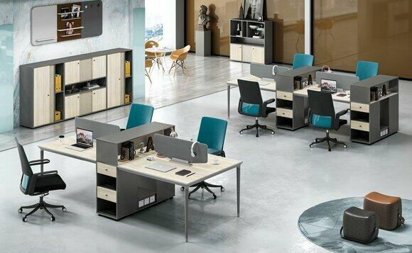 Büro Möbel Einrichtung Tische Tisch 4 Arbeitsplätze Schreibtisch Callcenter