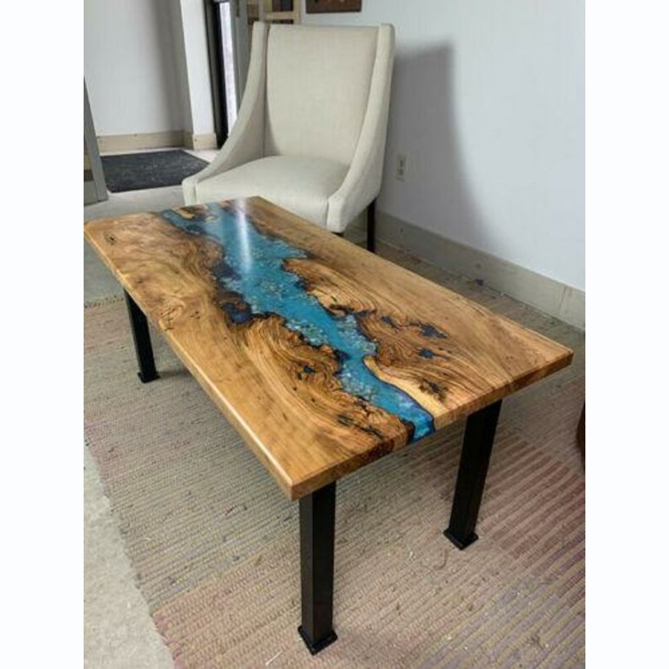 Couchtisch River Tisch Echtes Holz Flusstisch Dekorative Massiv Epoxidharz