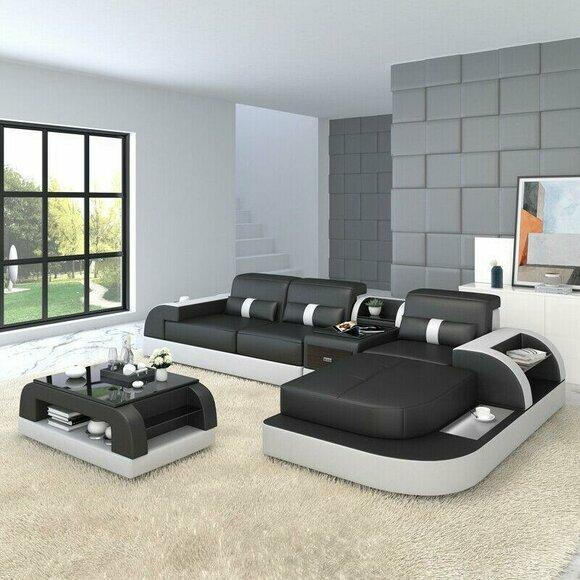 Ecksofa L Form Wohnlandschaft Sofa Couch Polster Ecke Garnitur Leder