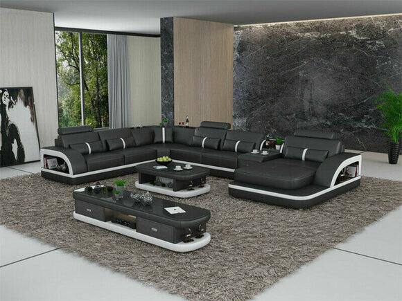 Ledersofa Ecksofa Garnitur Polster U Form Couch Sofa Design Eckgarnitur