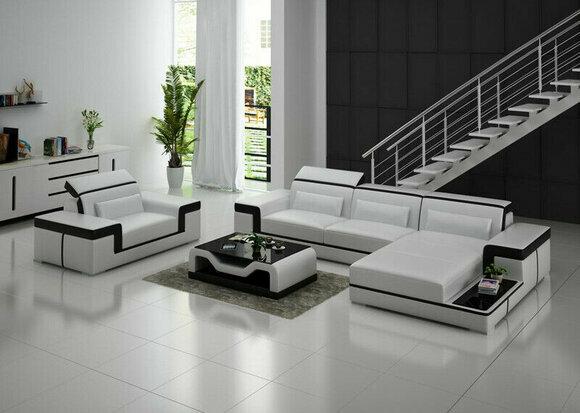 Wohnlandschaft Ecksofa L-Form Sessel Set Garnitur Modern Sofa Leder
