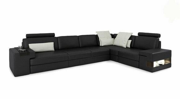 Ledersofa Sofa Modernes Polster Leder Design Ecksofa Couch Textil