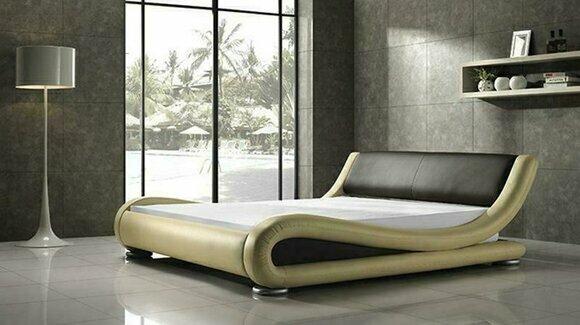 Designer Ehebett Polsterbett Doppelbett Bett Schlafzimmer Lederbett Neu