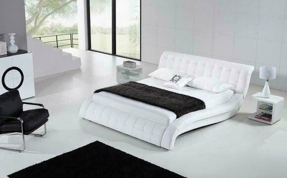 Bett Betten Polster Doppel Ehe Hotel Luxus Leder Moderne Deko Designer