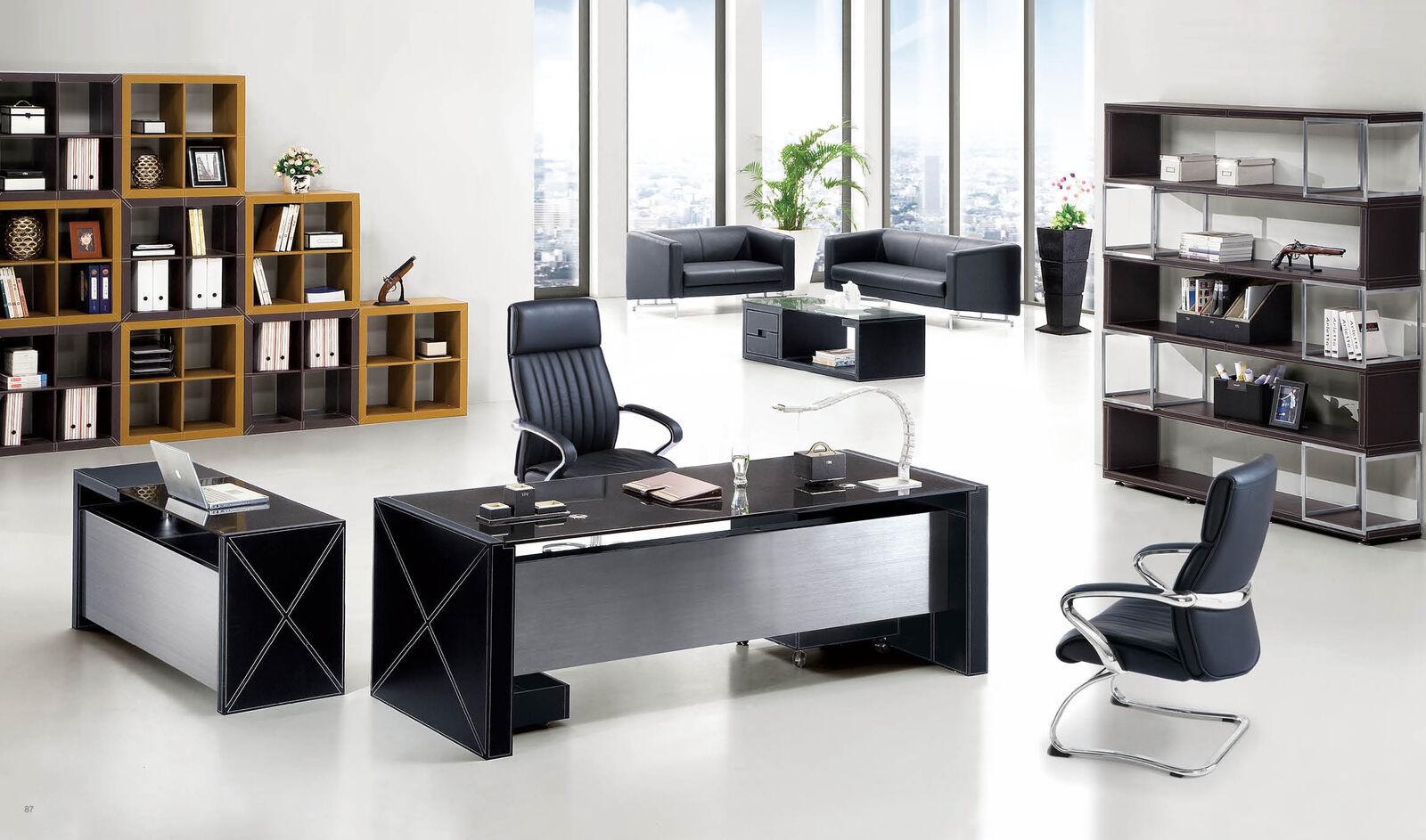 Moderne Büro Set Designmöbel Schreibtisch Regale Edelstahl Aktenschrank