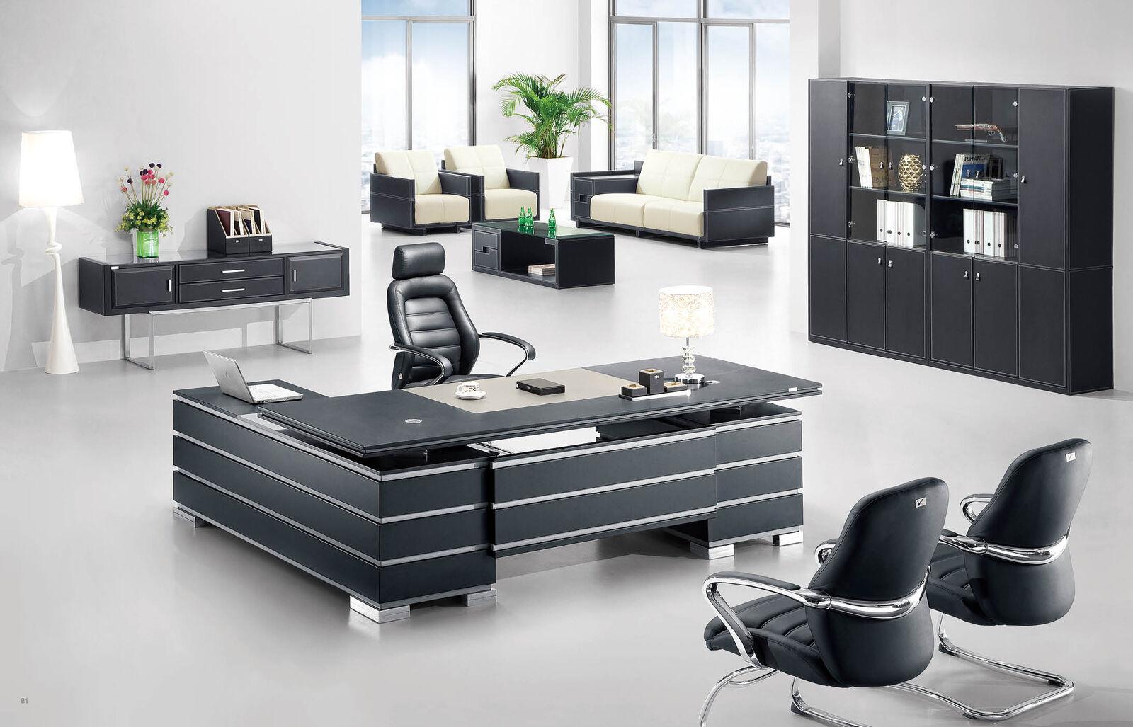 Design Tisch Chef Schreibtisch Exclusive Büro CEO Leder Kanzlei Praxis
