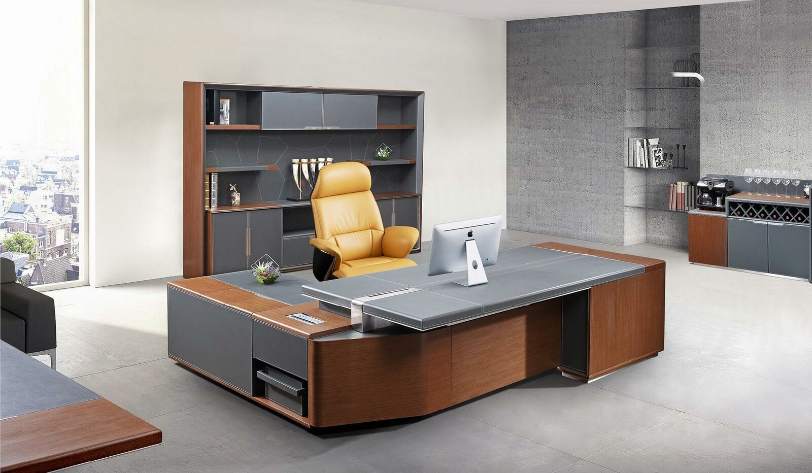Luxus Schreibtisch Leder Holz Tische Büro Tisch Einrichtung Designer