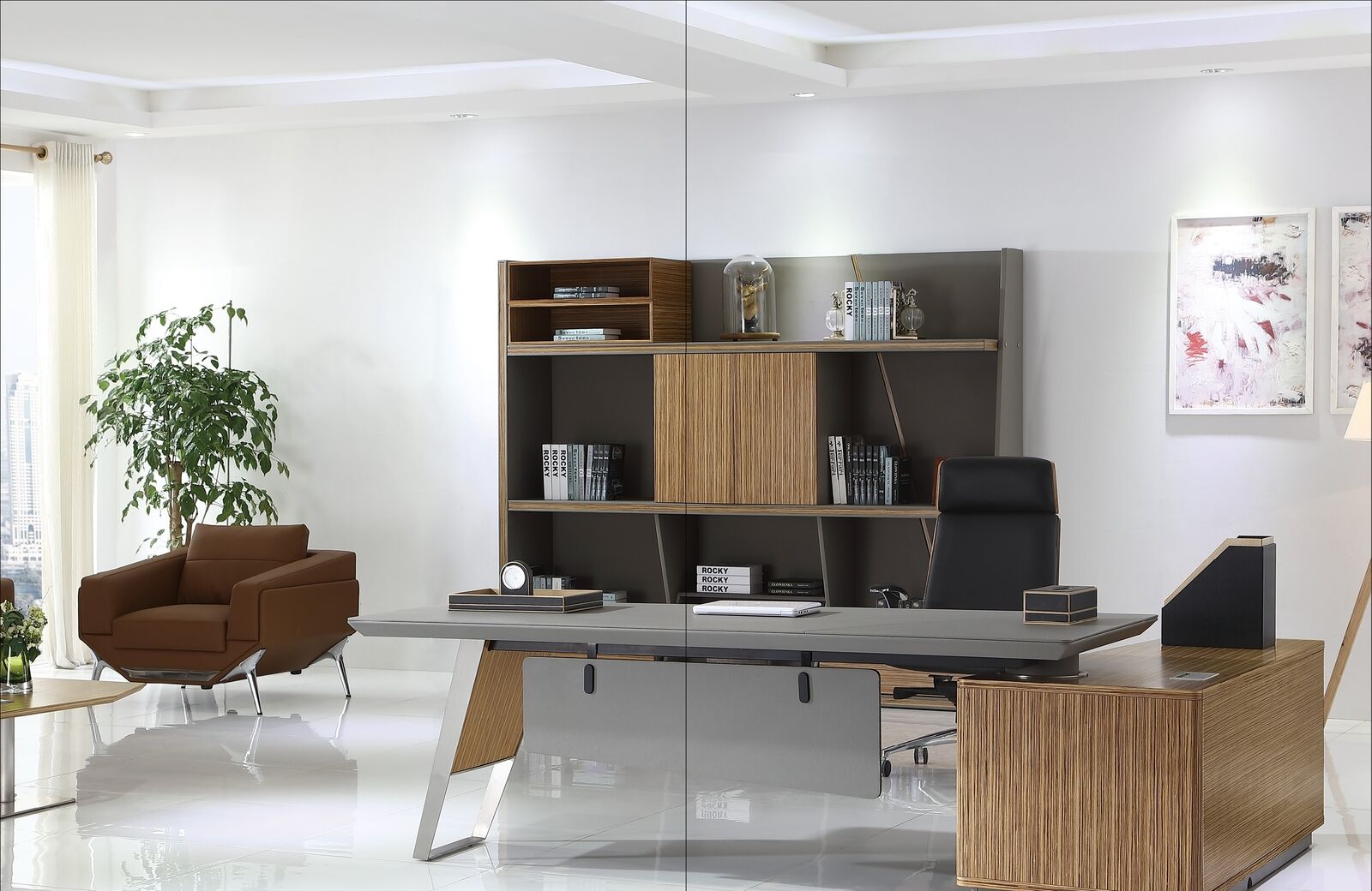 Eckschreibtisch Büro Chef Zimmer Möbel Design Deko Schreibtische Praxis