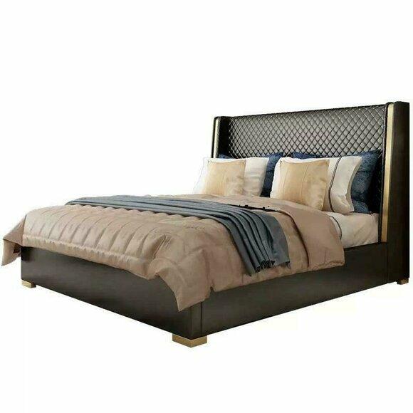 Bett Polster Design Luxus Doppel Hotel Betten Ehe Deko Schlaf Zimmer Leder