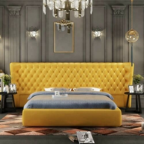XXL Big Wand Paneel Bett Chesterfield Hotel Luxus Design Betten