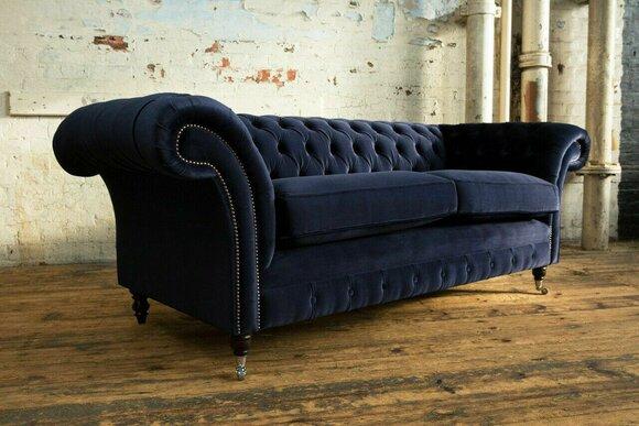 Chesterfield 3 Sitzer Sofa Stoffsofa Couch Polster Sitz Garnitur 3er Sofas Neu