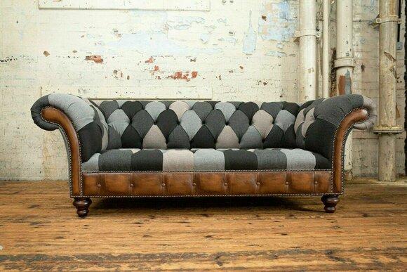 Chesterfield Textil Sofa 3-Sitzer Polstersofas Design Luxus Stoffsofas Neu
