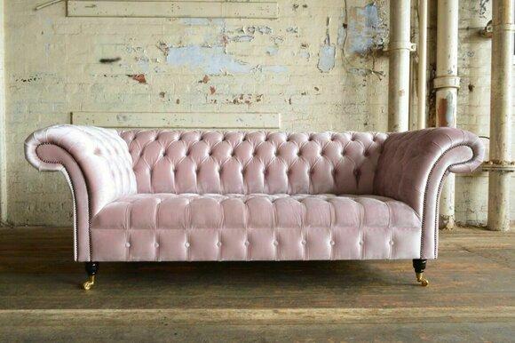 Design Chesterfield Dreisitzer 3Sitzer Stoff Couch Polster Sofas Sofa Sitz Relax