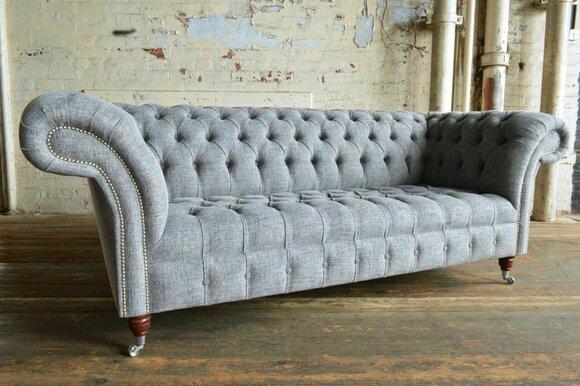 Design Sofa 3er Couch Polster Luxus Klassische Textil Sofas Chesterfield England