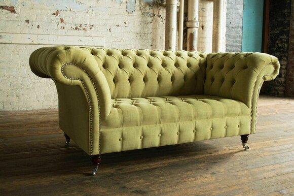 Grüne Sofa Couch Polster Chesterfield Sitzmöbel Textil Stoff Leder Couchen Neu