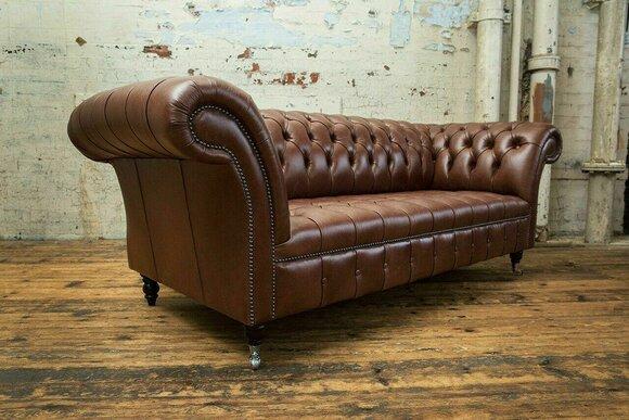 Sofa Luxus Textil Chesterfield Couch Sofas Polster 3 Sitzer Garnitur Braun