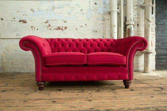 Design Chesterfield Stoff Couch Sofa 2 Sitzer Polster Sofas Neu Textil Stoff Neu