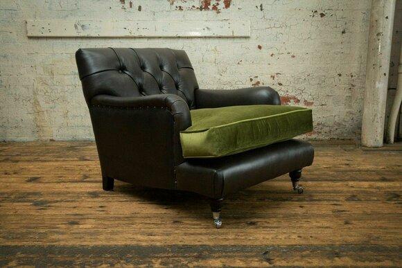 Design Sofa Sessel Couch Polster Luxus 1 Sitzer Chesterfield Textil Samt