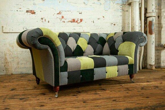 Design Sofa 2 Sitzer Couch Polster Sofas Stoff Wohnzimmer Bunt Textil Couchen