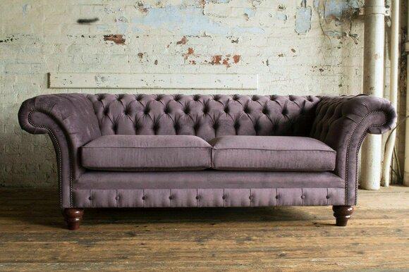 Chesterfield 3 Sitzer Designer Sofa Polster Couch Sofas Couchen Textil Stoff Neu